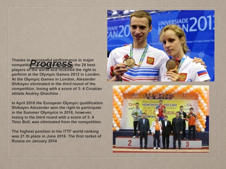 ProgressThanks to successful performance in major competitions in 2011 was among the