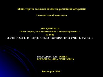 Сущность и виды себестоимости в учете затрат