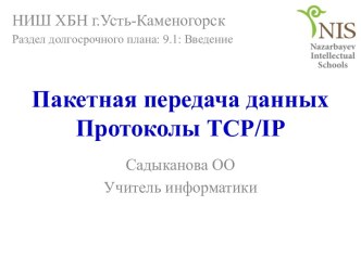 Пакетная передача данных. Протоколы TCP/IP