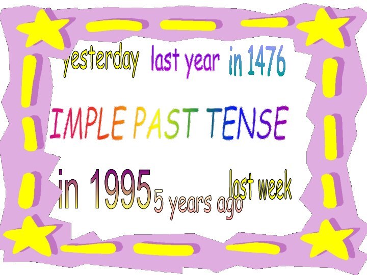 in 1995last weekyesterday5 years agoin 1476last year SIMPLE PAST TENSE