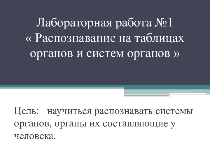 Лабораторная работа №1  « Распознавание на таблицах органов и систем органов