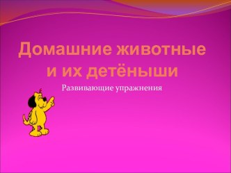 Домашние животные и их детёныши. Развивающие упражнения