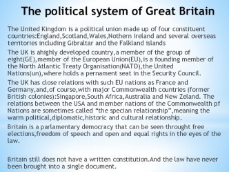 The political system of Great Britain