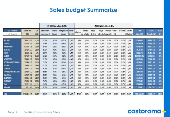 Sales budget Summarize