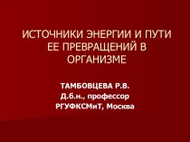 Источники энергии и пути ее превращений в организме