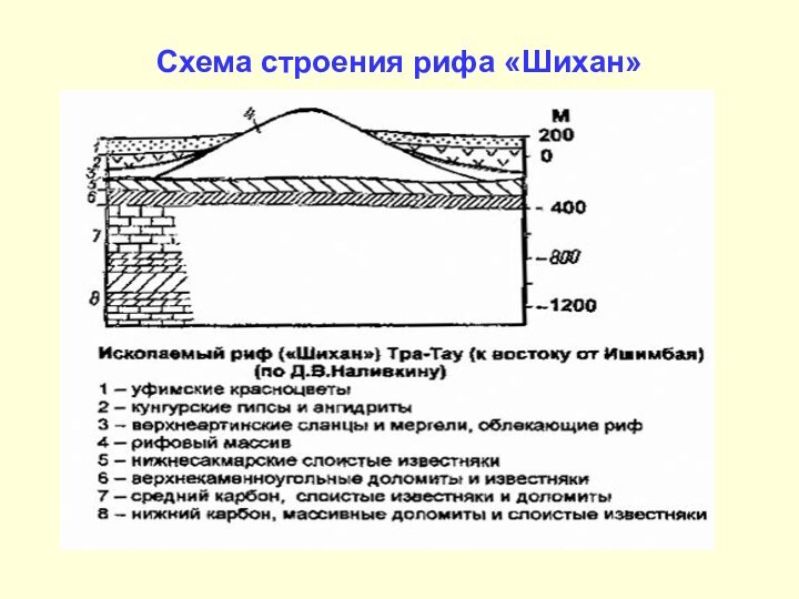 Схема строения рифа «Шихан»