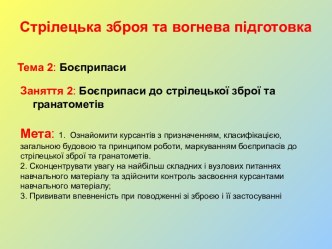 Боєприпаси до стрілецької зброї та гранатометів