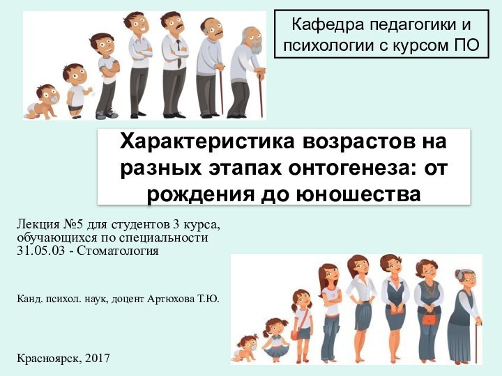 Характеристика возрастов на разных этапах онтогенеза: от рождения до юношестваЛекция №5 для