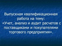 Учет, анализ и аудит расчетов с поставщиками и покупателями торгового предприятия