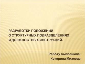 Разработки положений о структурных подразделениях и должностных инструкций