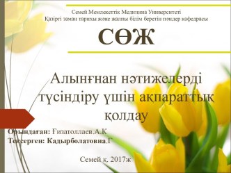 Алынғнан нәтижелерді түсіндіру үшін ақпараттық қолдау