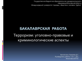 Уголовно-правовые и криминологические аспекты терроризма