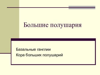 Большие полушария. Базальные ганглии. Кора больших полушарий