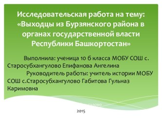 Выходцы из Бурзянского района в органах государственной власти Республики Башкортостан