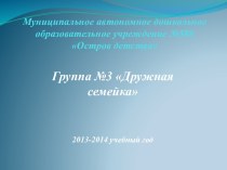 Муниципальное автономное дошкольное образовательное учреждение №586 Остров детства. Группа №3 Дружная семейка