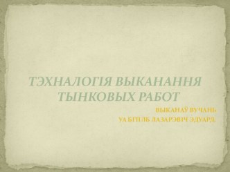 Тэхналогія выканання тынковых работ