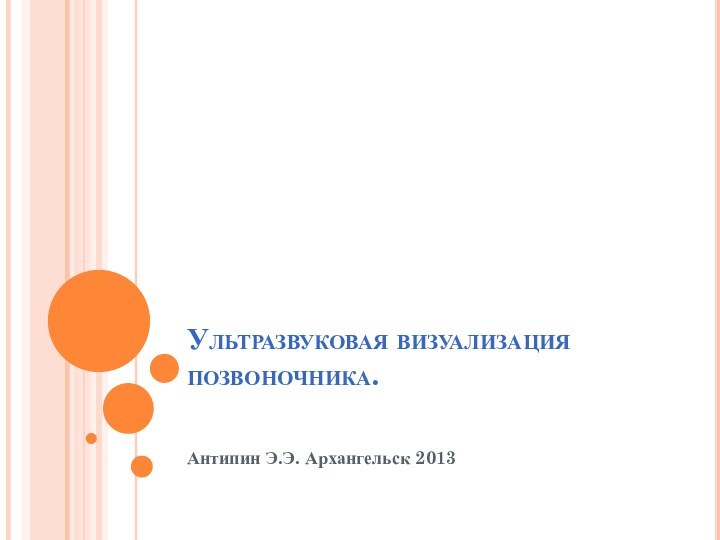 Ультразвуковая визуализация позвоночника.Антипин Э.Э. Архангельск 2013