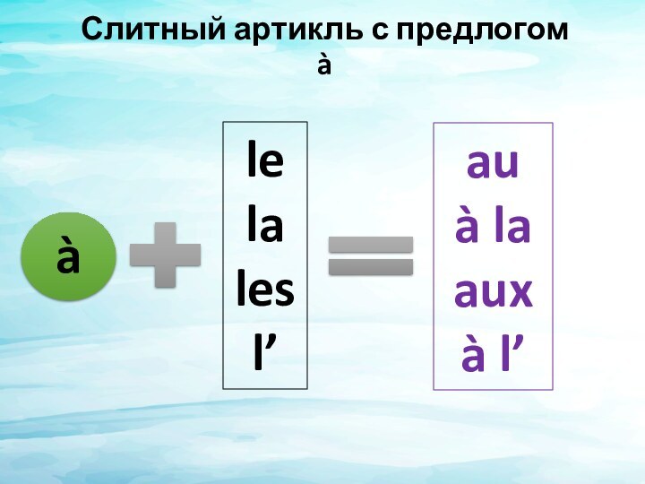 Слитный артикль с предлогом ààlelalesl’auà laauxà l’