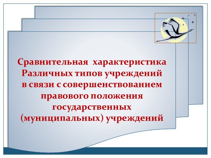 Сравнительная характеристика различных типов учрежденийСравнительная характеристика Различных типов учреждений в связи с