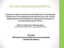 Методическая разработка по выполнению проектной работы