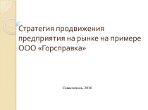 Стратегия продвижения предприятия на рынке на примере ООО Горсправка