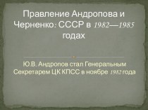 Правление Андропова и Черненко: СССР в 1982—1985 годах
