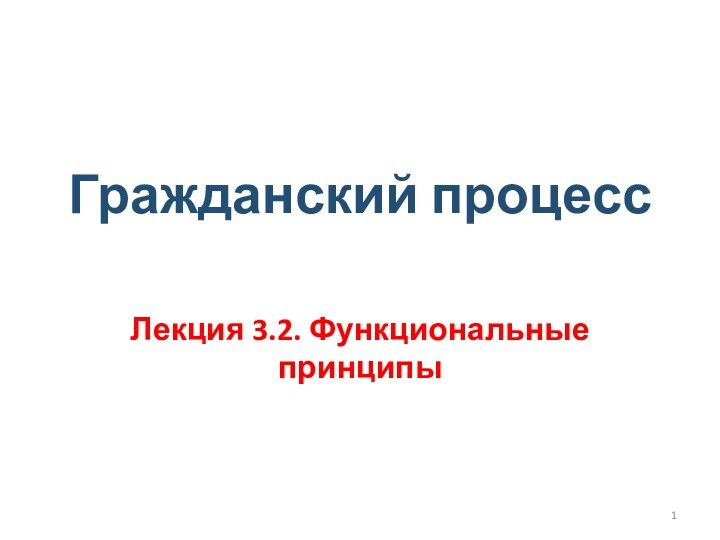 Гражданский процесс Лекция 3.2. Функциональные принципы