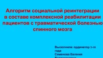 Алгоритм социальной реинтеграции в составе комплексной реабилитации пациентов с травматической болезнью синного мозга