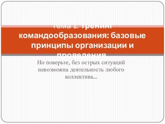 Тренинг командообразования: базовые принципы организации и проведения