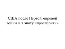 США после Первой мировой войны и в эпоху просперити