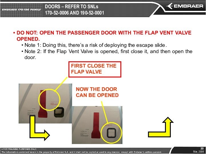 DOORS – REFER TO SNLs 170-52-0006 AND 190-52-0001DO NOT: OPEN THE PASSENGER