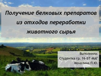 Получение белковых препаратов из отходов переработки животного сырья