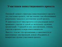 Участники инвестиционного проекта