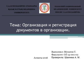 Организация и регистрация документов в организации