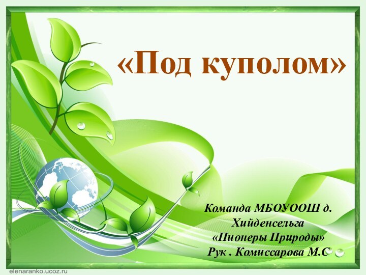 «Под куполом»Команда МБОУООШ д.Хийденсельга«Пионеры Природы»Рук . Комиссарова М.С