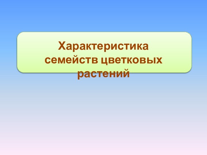 Характеристика семейств цветковых растений