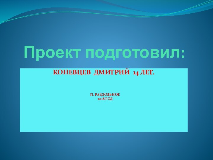 Проект подготовил:КОНЕВЦЕВ ДМИТРИЙ 14 ЛЕТ.