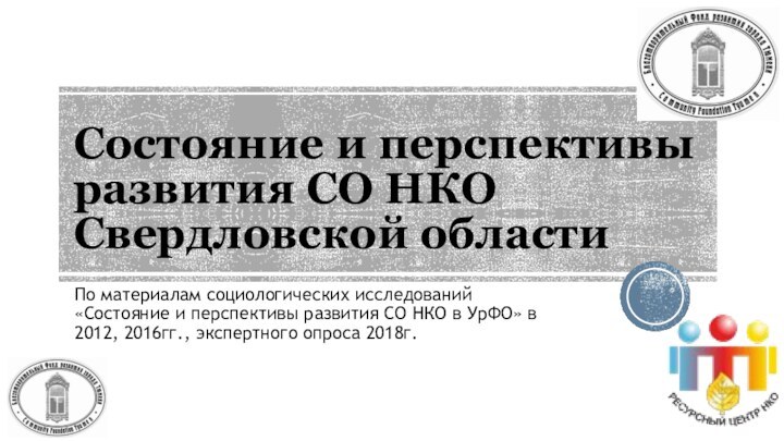 Состояние и перспективы развития СО НКО Свердловской областиПо материалам социологических исследований «Состояние