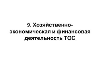 Хозяйственно-экономическая и финансовая деятельность ТОС