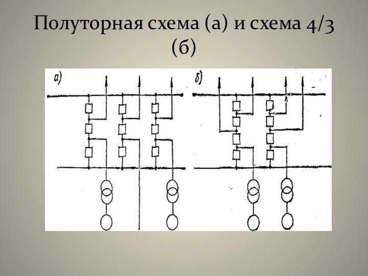 Полуторная схема (а) и схема 4/3 (б)
