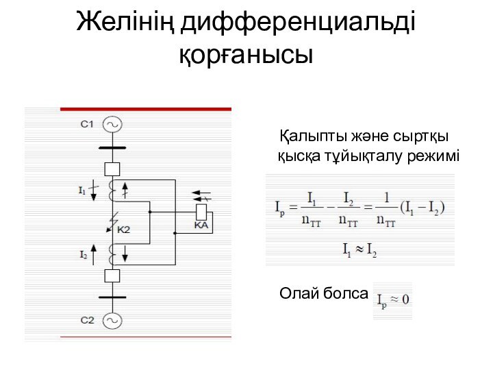 Желінің дифференциальді қорғанысы  Желінің дифференциаль бойлық қорғанысы  Қалыпты және сыртқы