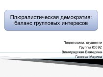 Плюралистическая демократия. Баланс групповых интересов