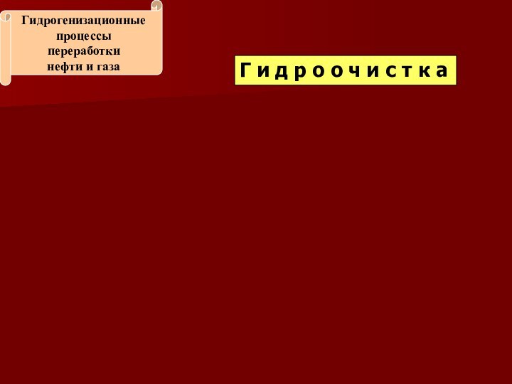 Гидрогенизационные процессыпереработки нефти и газаГ и д р о о ч и с т к а