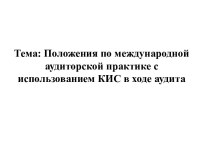 Положения по международной аудиторской практике с использованием КИС в ходе аудита