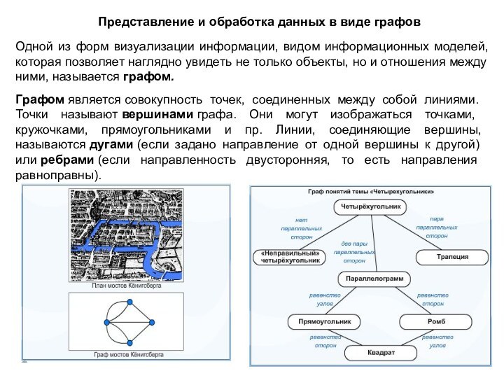 Представление и обработка данных в виде графовОдной из форм визуализации информации, видом