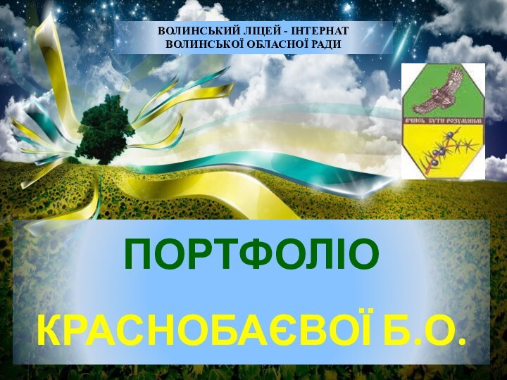 ПОРТФОЛІО  КРАСНОБАЄВОЇ Б.О.ВОЛИНСЬКИЙ ЛІЦЕЙ - ІНТЕРНАТ ВОЛИНСЬКОЇ ОБЛАСНОЇ РАДИ