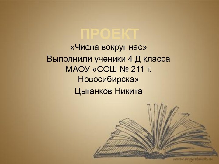 ПРОЕКТ«Числа вокруг нас»Выполнили ученики 4 Д класса МАОУ «СОШ № 211 г. Новосибирска»Цыганков Никита