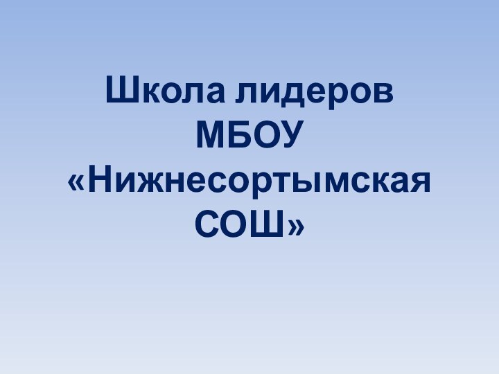 Школа лидеров МБОУ «Нижнесортымская СОШ»