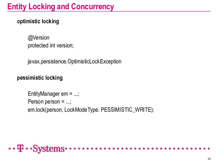 Entity Locking and Concurrency