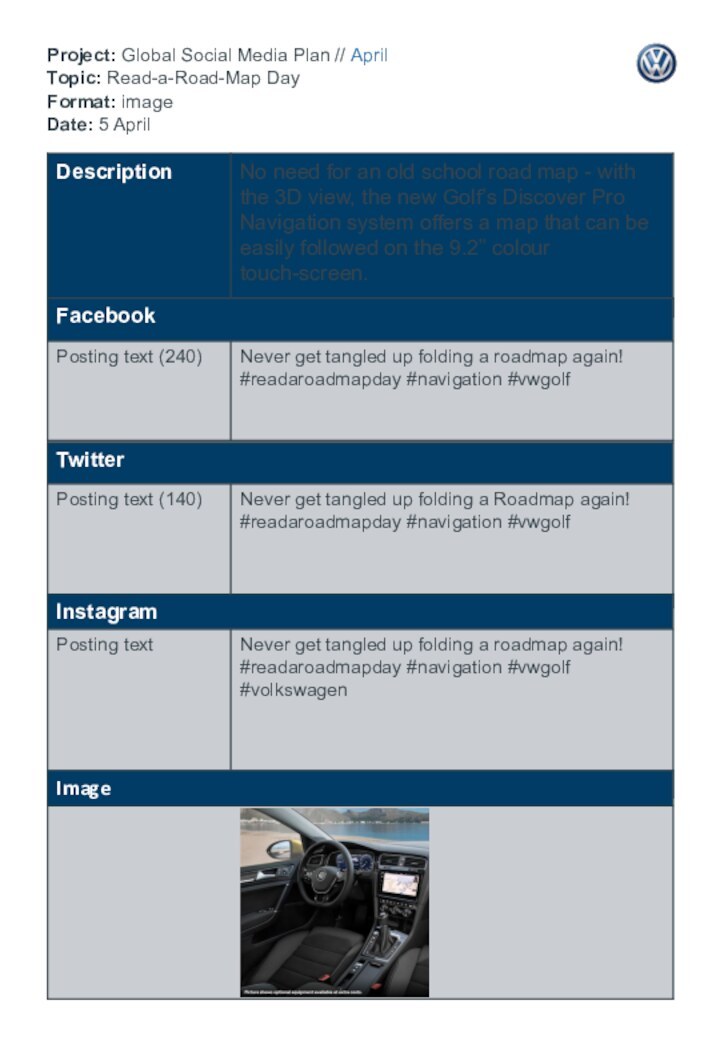 Project: Global Social Media Plan // April Topic: Read-a-Road-Map Day Format: image Date: 5 April
